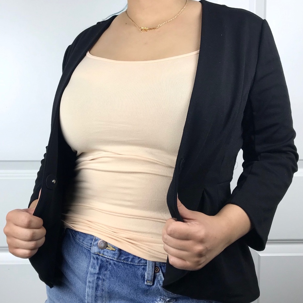 Elle Black Ponte Peplum Blazer Size 16